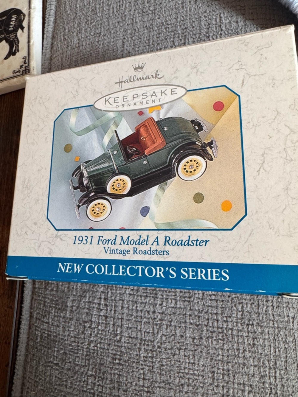 Hallmark Green Ford Model A Roadster Ornament with Brown Interior
